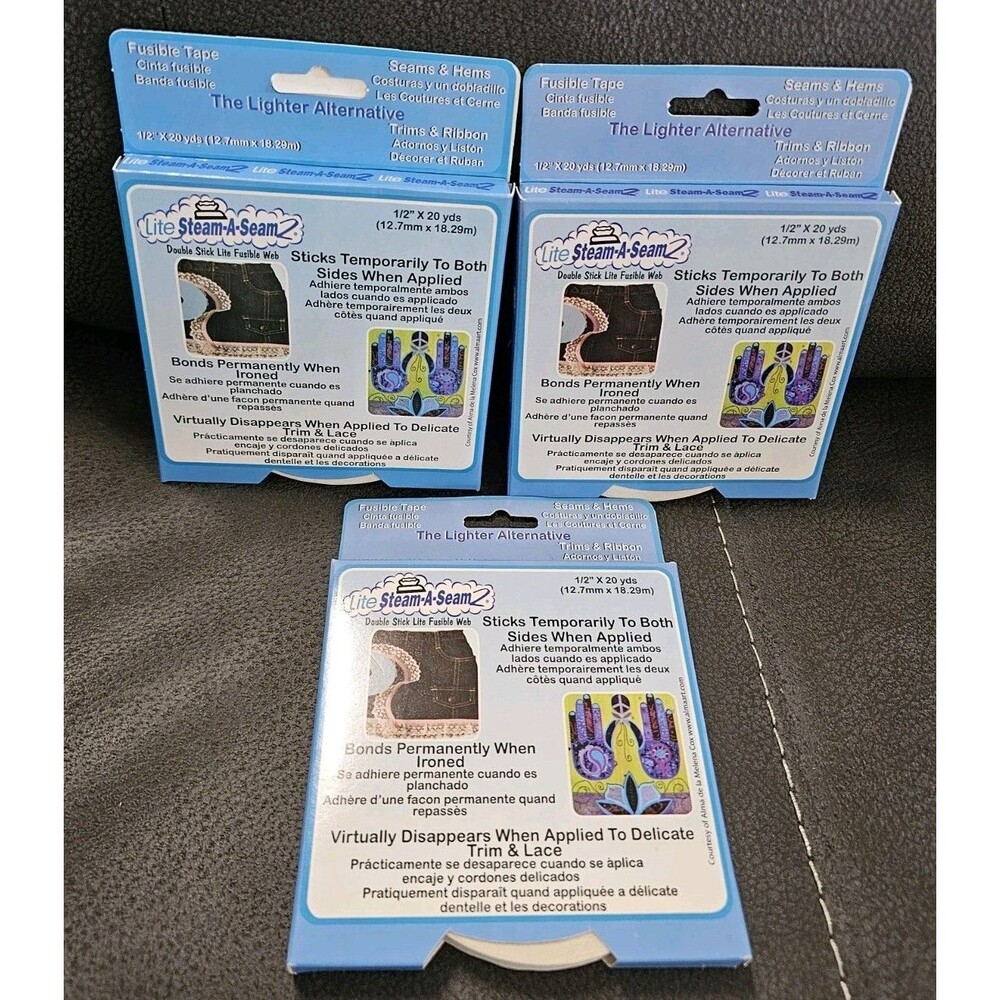 Warm Company 3 Pack of Lite Steam A Seam 2 Double Stick Fusible Web 1/2" X 20 Yd